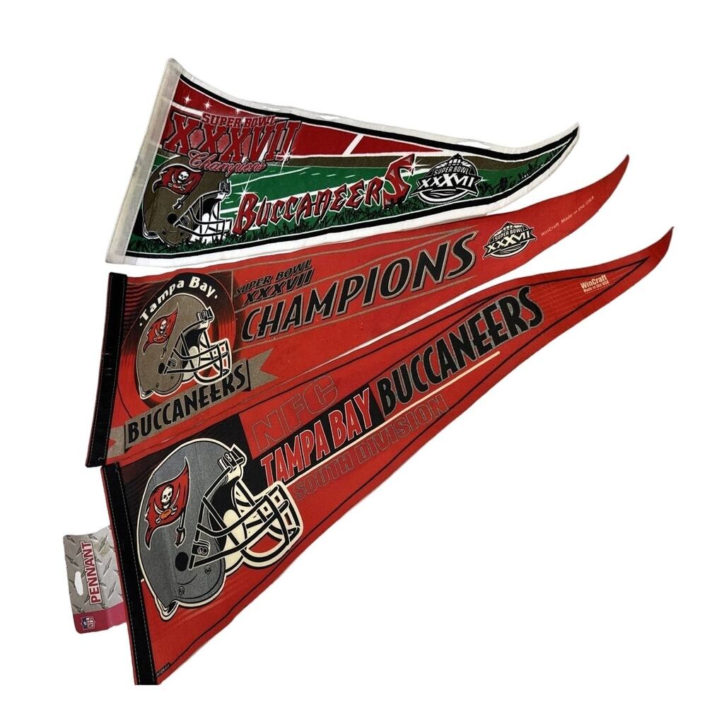 NFL 2002 Tampa Bay Buccaneers Super Bowl 37 Champions & NFC-NFL Pennant Lot of 3